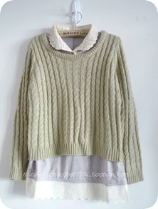 兔毛領麻花辨針織毛衣